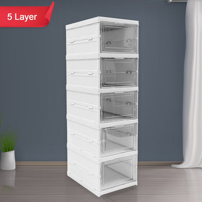 5-Layer Stackable Utility Cart – Foldable Storage Organizer for Clothes & Home (1 Pc) Your Brand