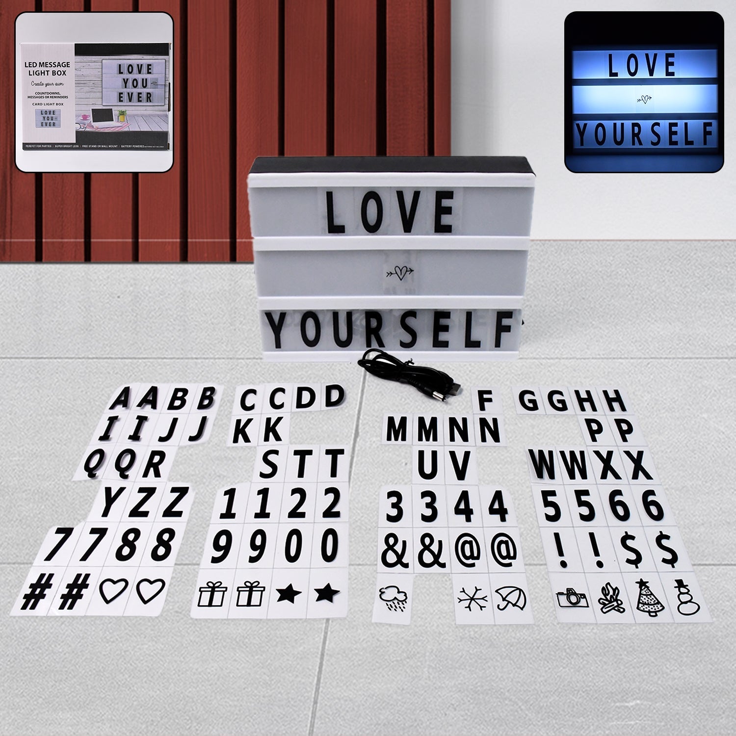 Black Mini A6 Magnetic Cinematic Light Box with 82 Characters and 10 Emojis  (1 Set) Your Brand