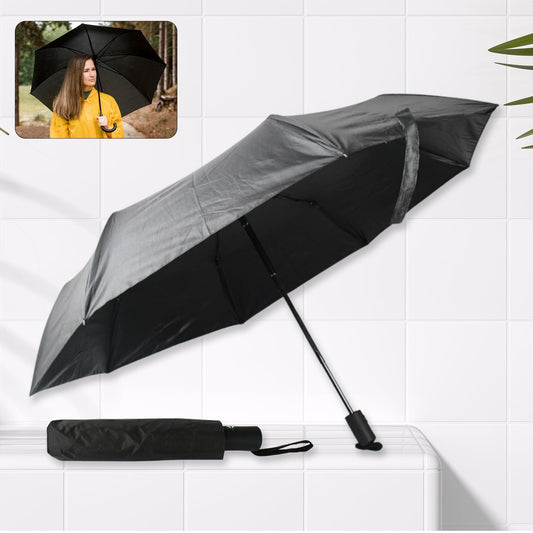 2 Fold Manual Umbrella – Wind, Sun & Rainproof with Steel Shaft & Wrist Strap Your Brand