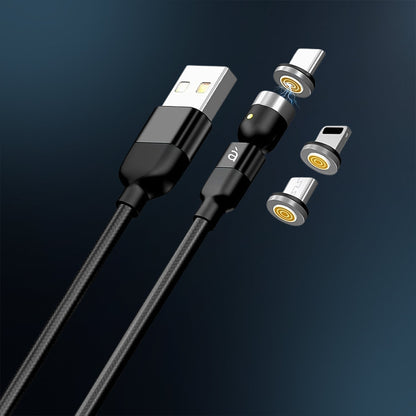3 in 1 Magnetic USB Charging Cable | USB-c Android and Lightning with Extra Protecting Nylon| Strong Magnetic Cable with Full Rotation Support Fast Charging Your Brand