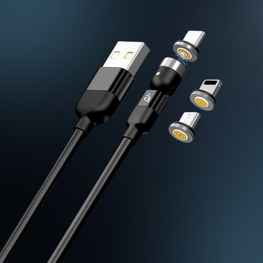 3 in 1 Magnetic USB Charging Cable | USB-c Android and Lightning with Extra Protecting Nylon| Strong Magnetic Cable with Full Rotation Support Fast Charging Your Brand