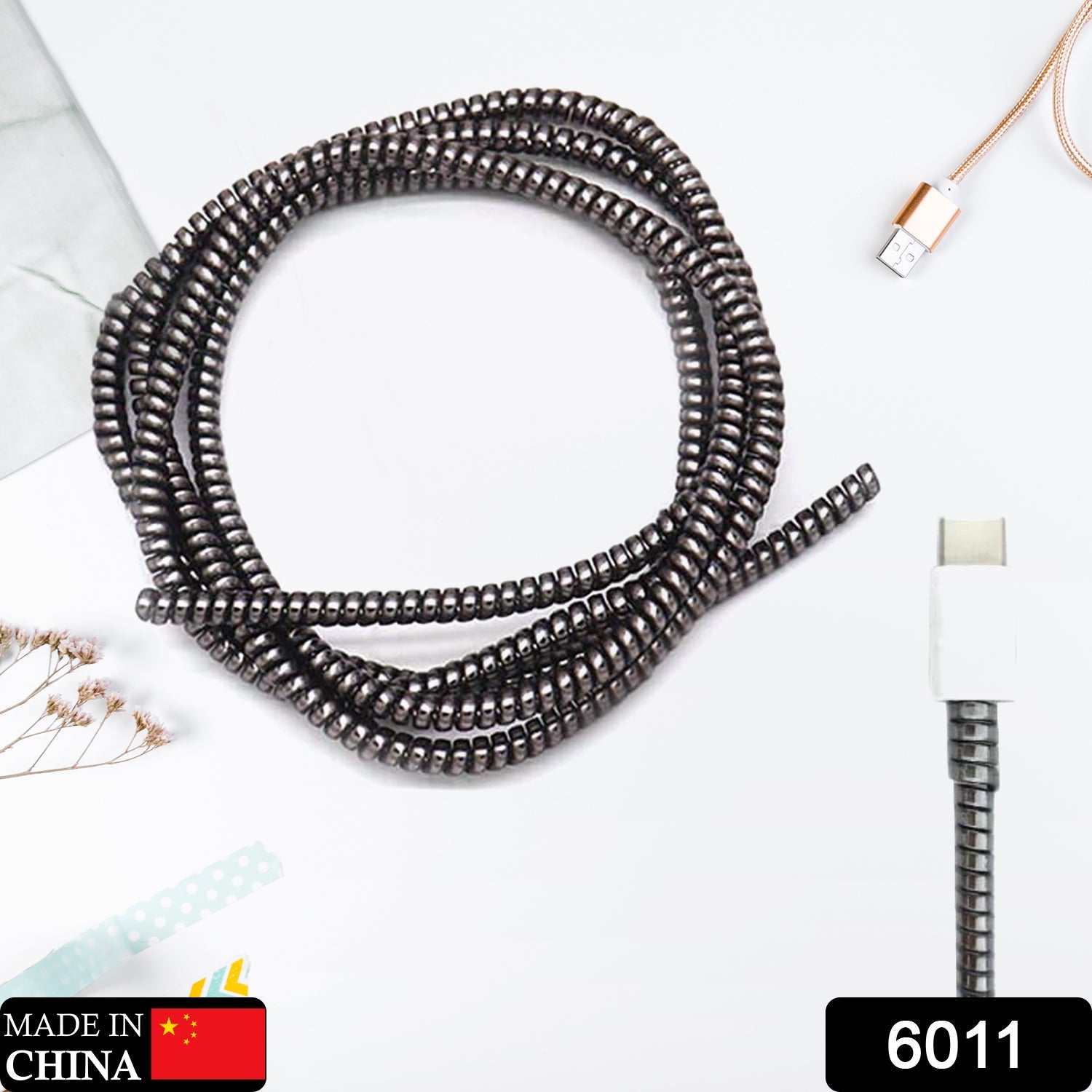 Metallic Cable Protector for Cords & Headphones (Spiral Wrap) Your Brand