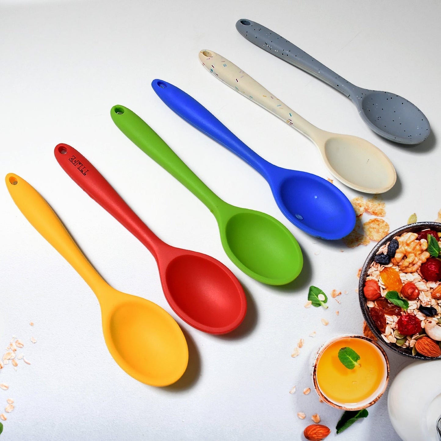 Multipurpose Silicone Spoon, Silicone Basting Spoon Non-Stick Kitchen Utensils Household Heat-Resistant Non Stick Spoons Kitchen Cookware Items For Cooking and Baking (6 Pcs Set) Your Brand