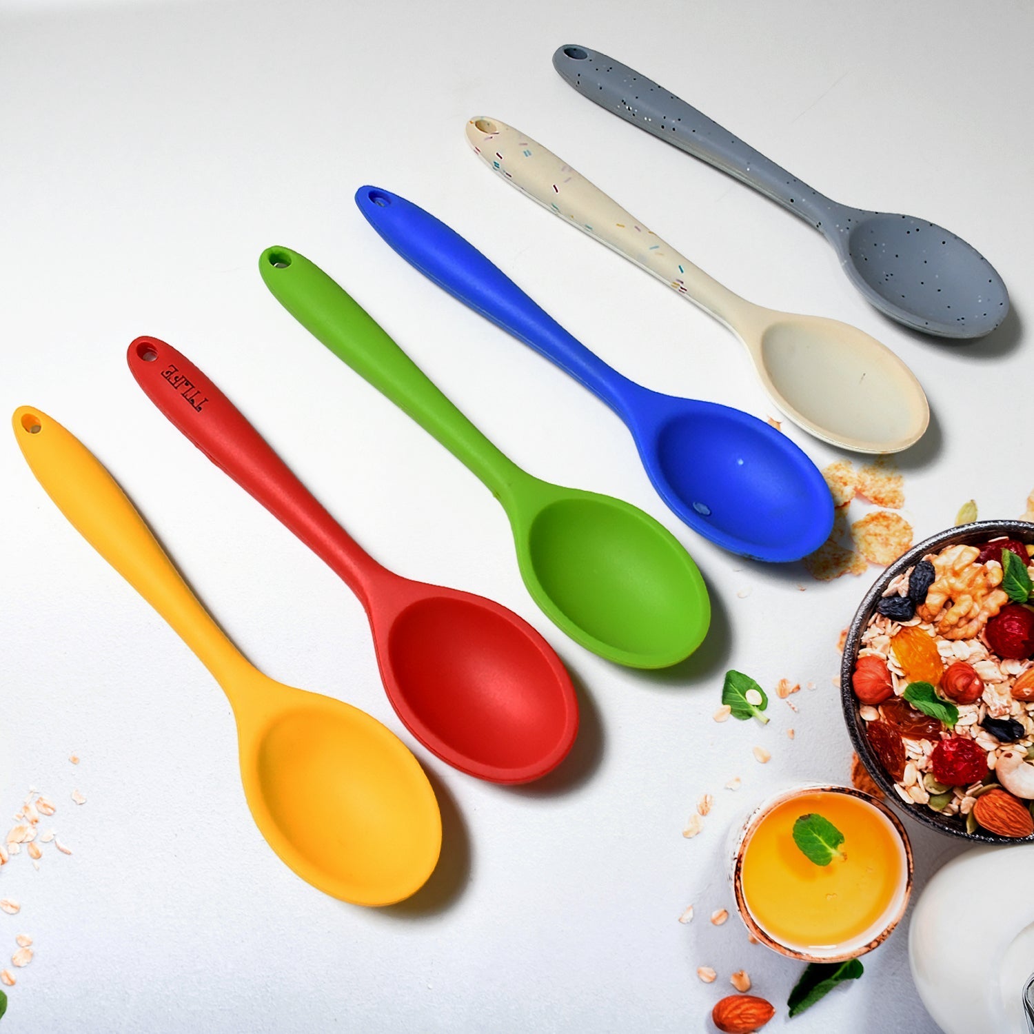 Multipurpose Silicone Spoon, Silicone Basting Spoon Non-Stick Kitchen Utensils Household Heat-Resistant Non Stick Spoons Kitchen Cookware Items For Cooking and Baking (6 Pcs Set) Your Brand