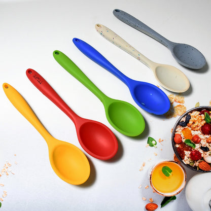 Multipurpose Silicone Spoon, Silicone Basting Spoon Non-Stick Kitchen Utensils Household Heat-Resistant Non Stick Spoons Kitchen Cookware Items For Cooking and Baking (6 Pcs Set) Your Brand