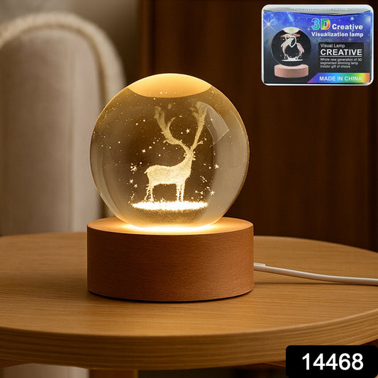 Crystal Ball Night Light Glass Ball Night Lamp with Wood Base Your Brand