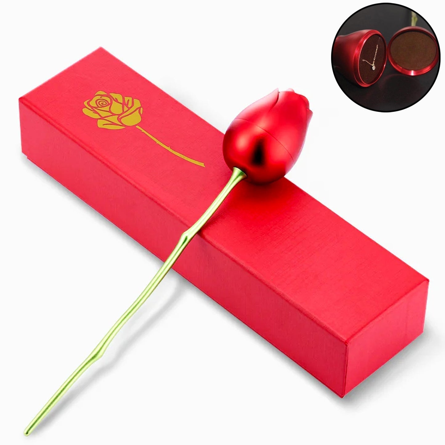Metal Red Rose Couple Jewelry Box-Fancy Jewelry Box (1 Pc) Your Brand