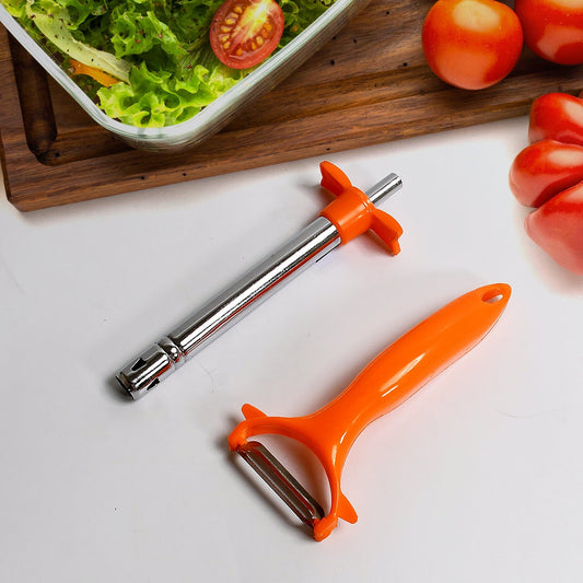 2 in 1 Kitchen Combo Lighter, Stainless Steel Durable Gas Lighter with Vegetable Cutter Peeler, For Kitchen Steel Gas Lighter (2 Pc Set) Your Brand