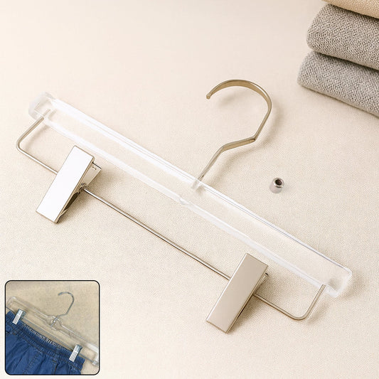 Heavy-Duty Transparent Acrylic Hanger With Adjustable Clips Your Brand