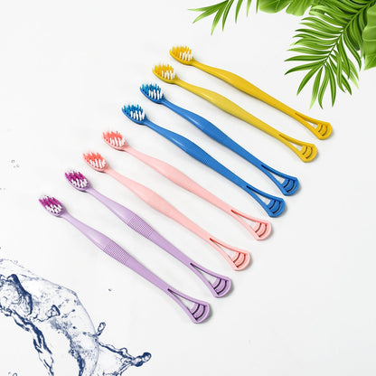 2-in-1 Tooth Brush with Tongue Scraper, Soft Bristle & Long Handle (8Pcs) Soft Toothbrush Your Brand