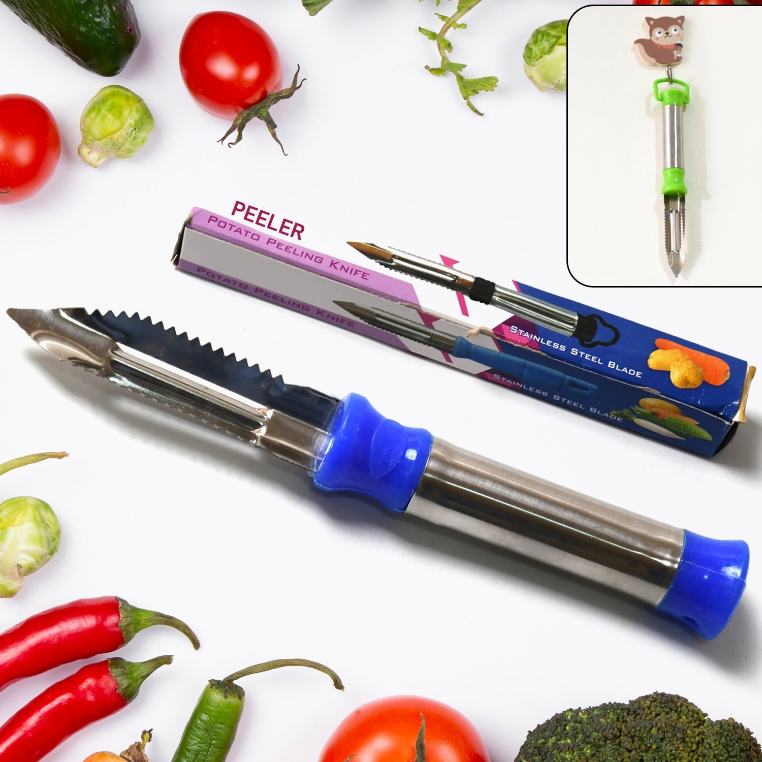 Stainless Steel 2-in-1 Vegetable Peeler - Multifunctional Grater with Hanging Ring (1 pc) Your Brand