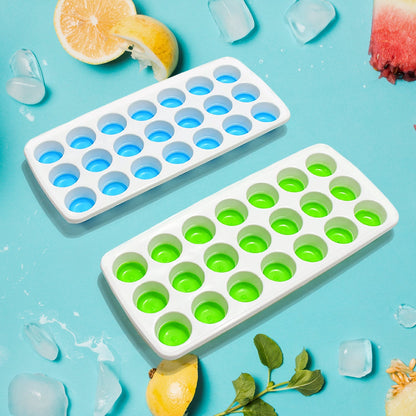 21 Cavity  Up Ice Cube Trays-Easy Release, Flexible Silicone Bottom - Stackable, BPA Free, Food Grade - for Convenient Freezer Ice Making (2 Pc Set) Your Brand