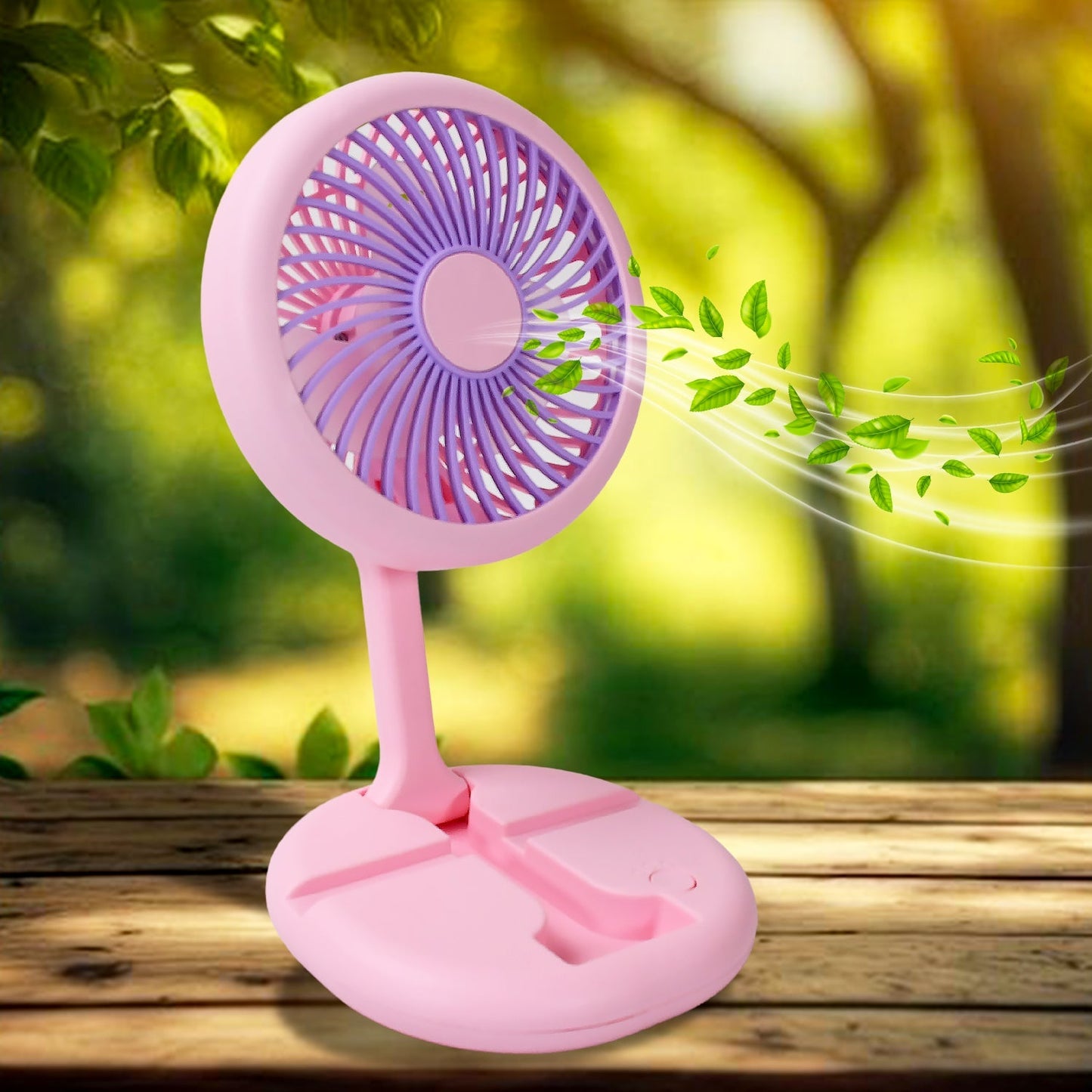 USB Rechargeable Portable Fan With LED Light Heavy Duty & Foldable Fan With Charging Port Home, Outdoor, Temple Your Brand