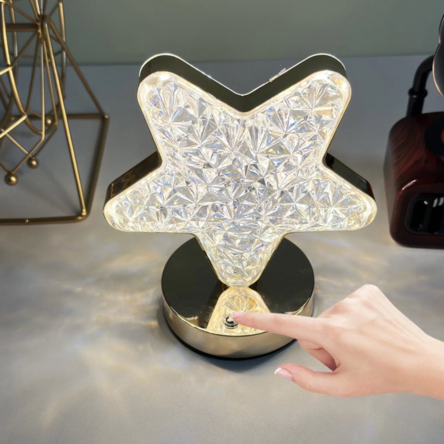 Star Crystal Diamond Touch Lamp – USB Rechargeable, 3-Way Dimmable Your Brand