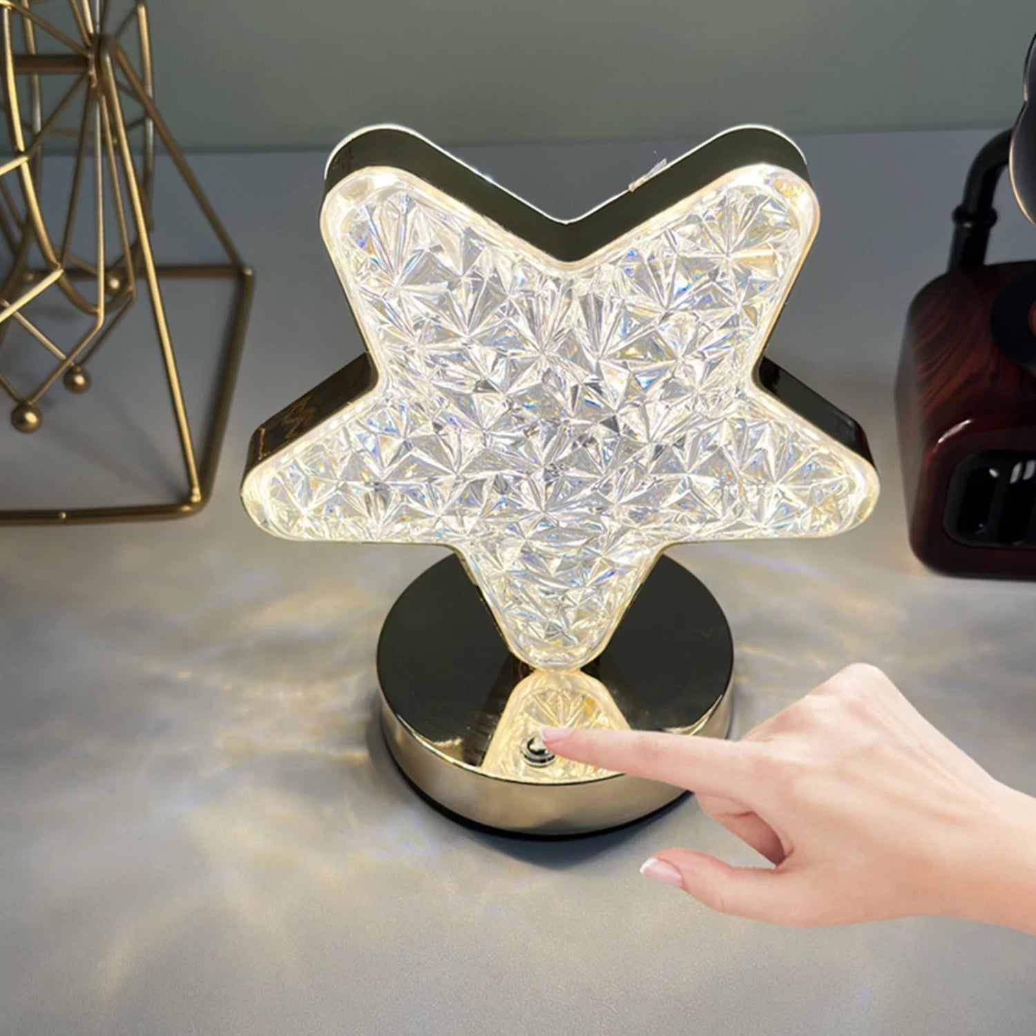 Star Crystal Diamond Touch Lamp – USB Rechargeable, 3-Way Dimmable Your Brand