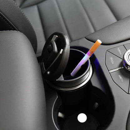 Portable Car Ashtray with Lid and Blue LED Light (1 Pc) Your Brand