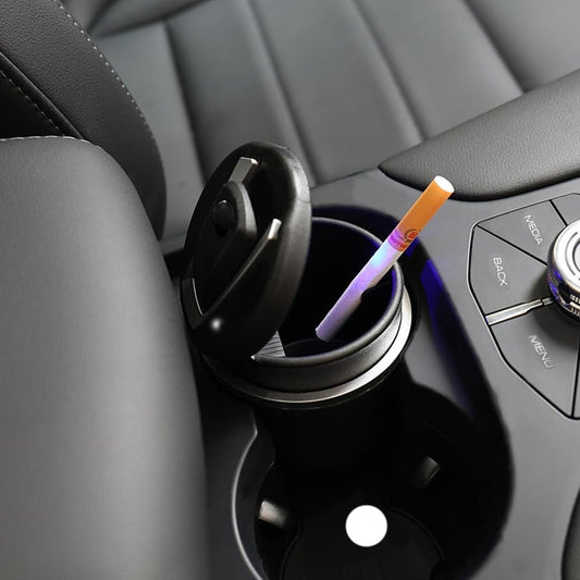 Portable Car Ashtray with Lid and Blue LED Light (1 Pc) Your Brand