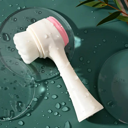 2 in 1 Facial Brush Cleansing | Manual Face Scrubber | Silicone Double-Sided Face Wash Brush for Sensitive, Delicate, Dry Skin (1 Pc) Your Brand