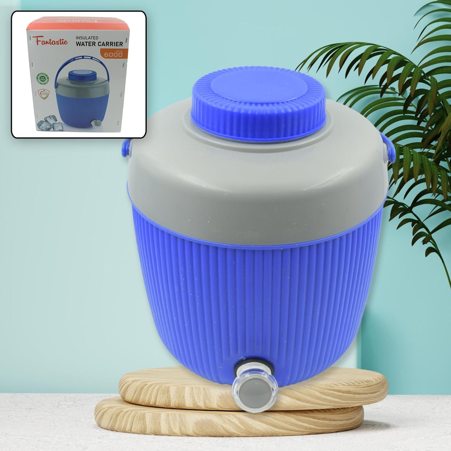 Insulated Water Jug, Insulated Plastic Water Jug with a Sturdy Handle, Water Jug Camper with Tap Plastic Insulated Water Storage Cool Water Storage for Home & Travelling (6000 ML) Your Brand