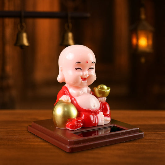 Solar Power Moving Head Buddha Statue Car Ornament (1 Pc / Mix Color) Your Brand