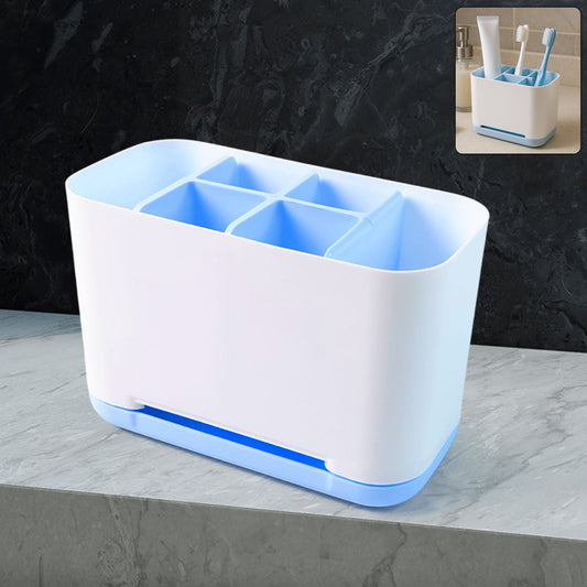 6 Compartment Multi Purpose Organizer Toothbrush Holder Stand Plastic Caddy (1 Pc) Your Brand
