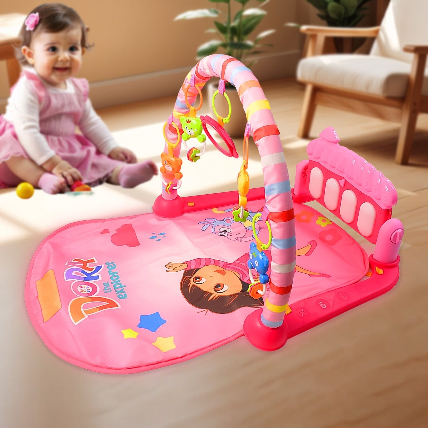 2in1 Baby Kick and Play Piano Gym Mat & Fitness Rack (1 Set) Your Brand