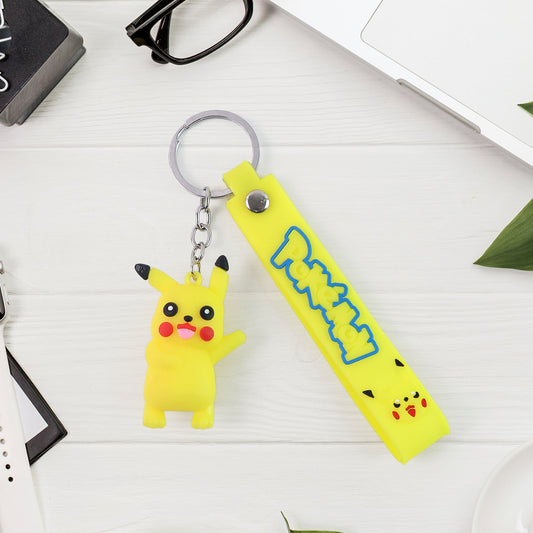 Cute Cartoon Silicone 3D Key Chain with Metal Hook & Strap (Pack of 1) Your Brand