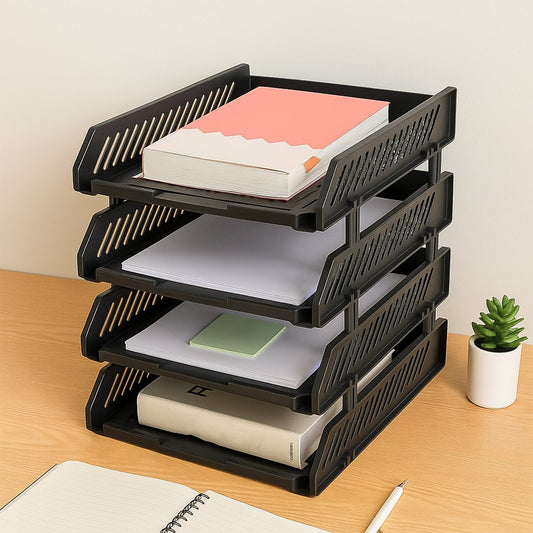 4-Layer Multifunctional File Rack with Drawers for Office Desk Your Brand
