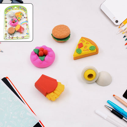 3D Food-Shaped Colorful Eraser Set – Cute Novelty Mini Erasers for Kids (5 Pc Set) Your Brand