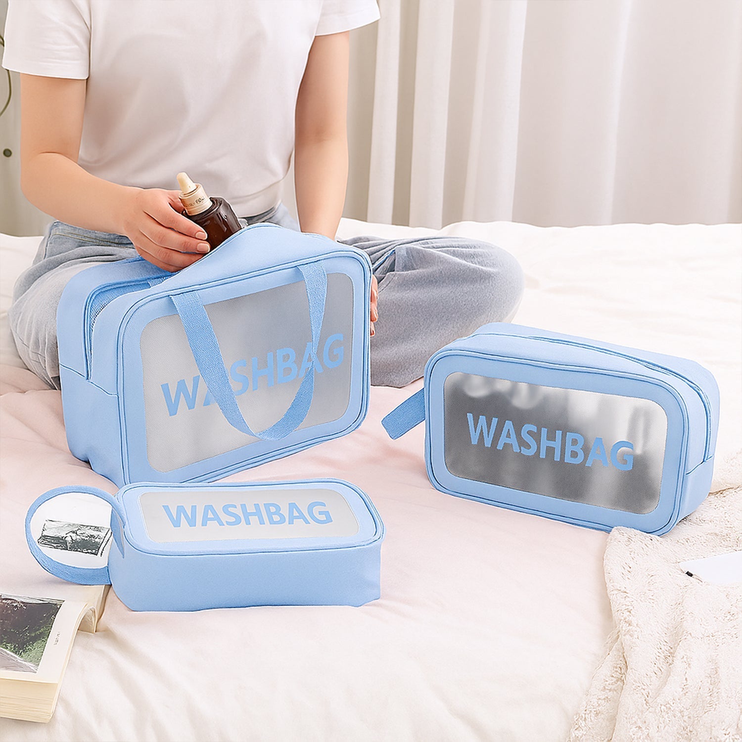 3-IN-1 Waterproof Transparent Travel Toiletry Bag Set Your Brand