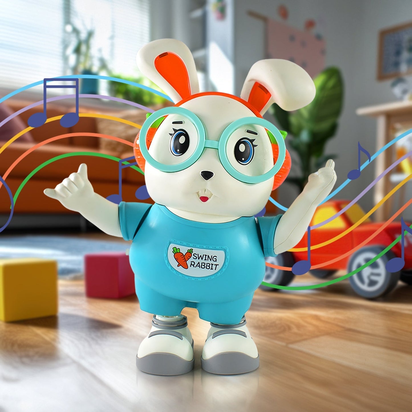 Electroplay Swing Rabbit Musical Dancing Toy – Interactive Bunny with Lights, Sounds (1 Pc / Battery Not Included) Your Brand