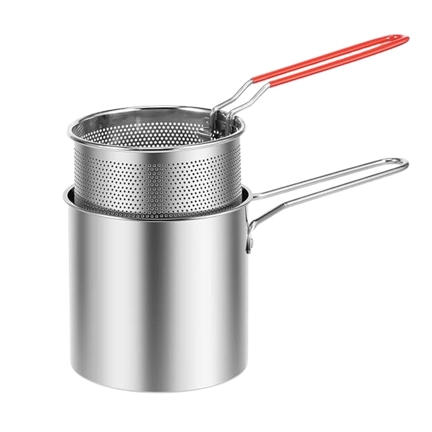Small Deep Frying Pot With Strainer Basket (2 Pc Set / 1200 ML)) Your Brand