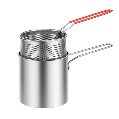 Small Deep Frying Pot With Strainer Basket (2 Pc Set / 1200 ML)) Your Brand