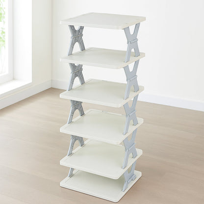 Smart 6-Layer Shoe Rack – Foldable, Collapsible & Heavy-Duty Plastic Stand for Home Entryway Storage Organizer (Mix Color) Styleva