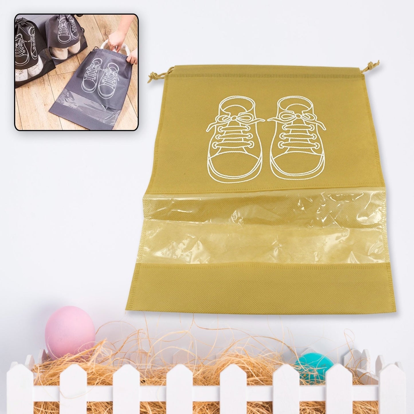 Beach Bag Shoes Storage Bag Closet Organizer Non-woven Travel Portable Bag Waterproof Pocket Clothing Classified Hanging Bag shoe bag luggage travel Portable Shoe Pouch Non Woven Transparent Window (1 Pc ) Your Brand