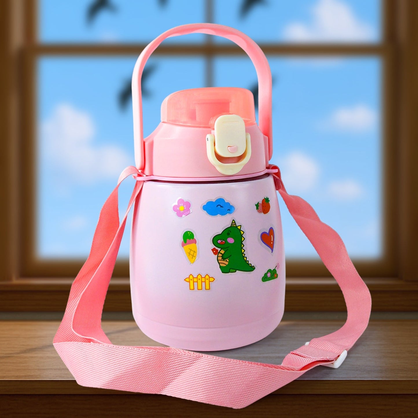 Stainless Steel Vacuum Insulated Water Bottle with Handle & Sticker (700 ML) Your Brand