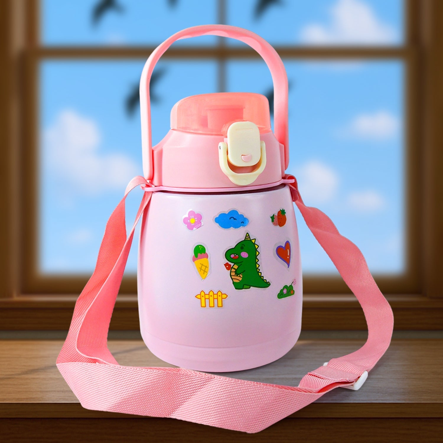 Stainless Steel Vacuum Insulated Water Bottle with Handle & Sticker (700 ML) Your Brand