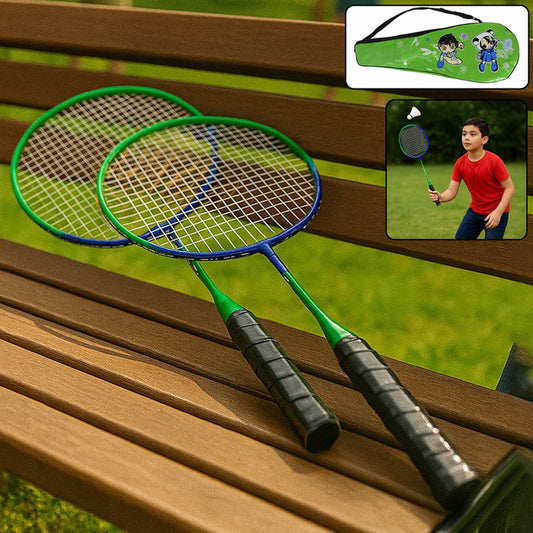 2 Pc Lightweight Kids Badminton Racket Set with Carry Bag Your Brand