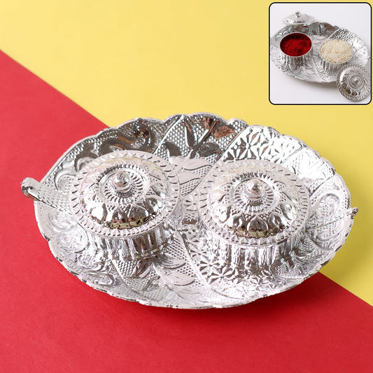 Leaf Shape Special Puja Thali (1 Pc / Mix Design) Your Brand