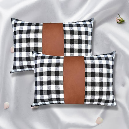 Pillow Covers, Leather & Cotton Cushion Covers (17 × 17 Inch / 1 Pair / 2 Pc) Your Brand