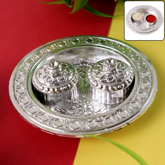 Round Shape Special Puja Thali, Kumkum Thali Holder (1 Pc / Small) Your Brand