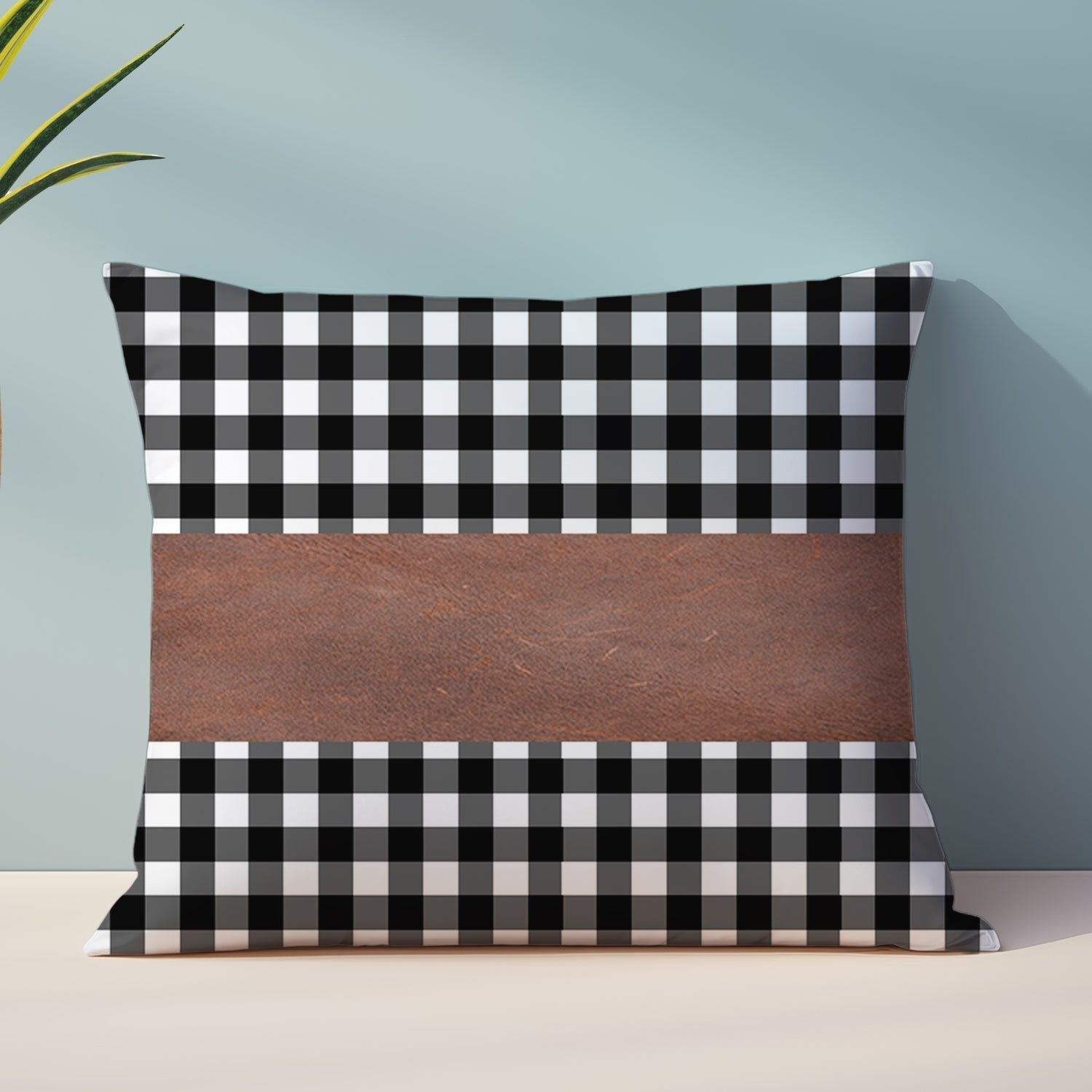 Pillow Covers, Leather & Cotton Cushion Covers (17 × 17 Inch / 1 Pair / 2 Pc) Your Brand