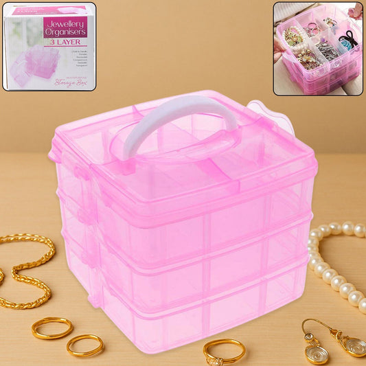 Versatile 18-Grid 3-Layer Transparent Plastic Organizer Box with Adjustable Dividers for Jewelry & Fishing Hooks Your Brand