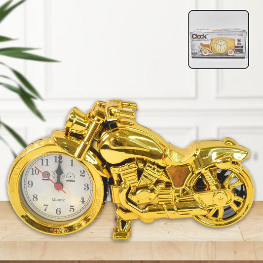Golden Motorcycle Shape Alarm Clock, Motor Table Clock for Home Decor (1 Pc) Your Brand