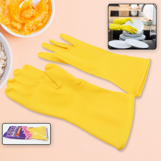 Multipurpose Rubber Cleaning Gloves: Reusable, Wet & Dry Use (1 Pair) Your Brand
