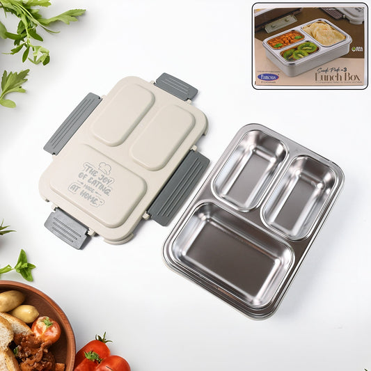3-Compartment Stainless Steel Lunch Box (1 Pc) Your Brand