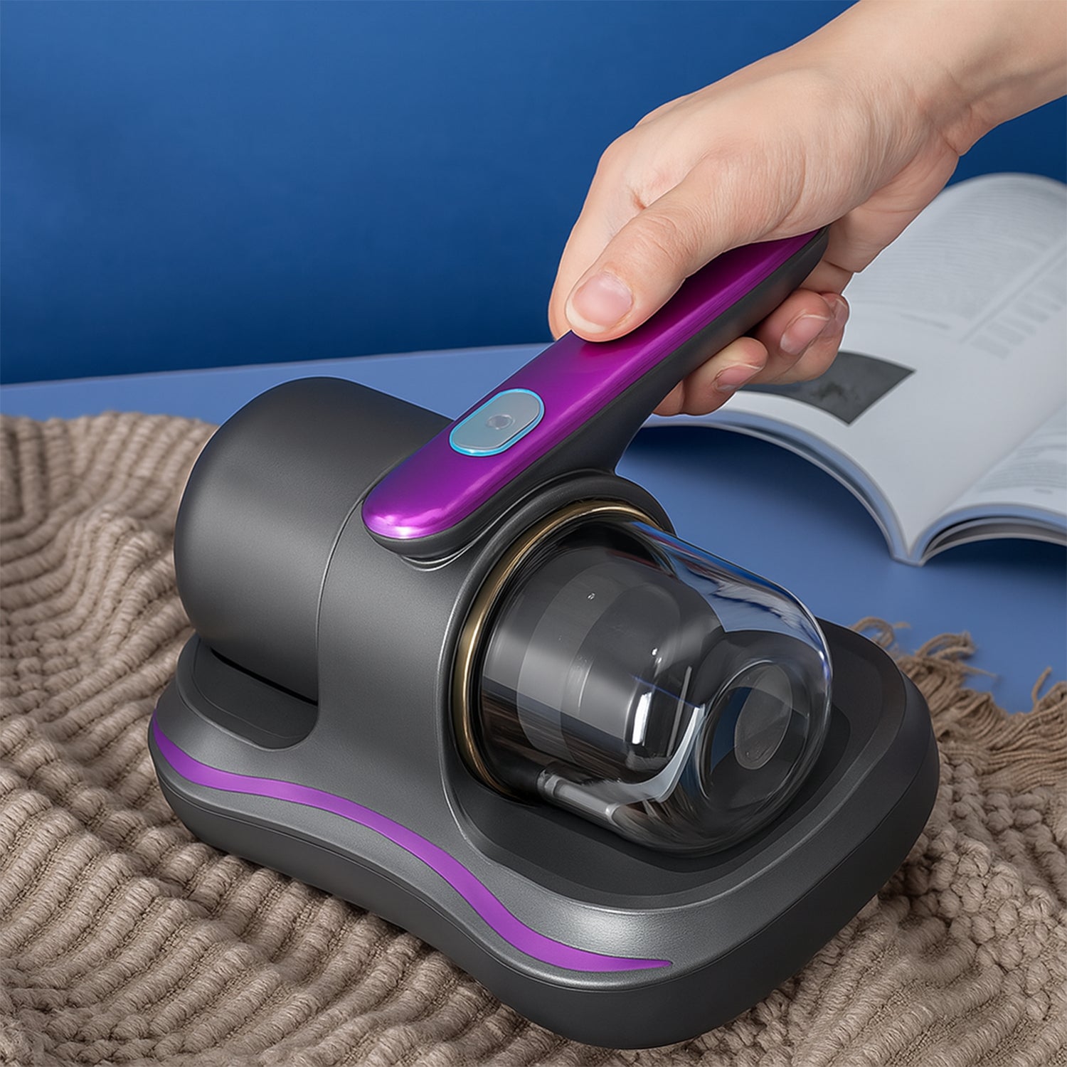 Powerful Suction Portable Handheld Vacuum Cleaner - Low Noise Vacuum Cleaner for Bed - Cordless Vacuum Cleaner for Car Seat Crevices Pillows, Mattresses, Sofas Wireless Anti Dust and Mite Cleaner Your Brand