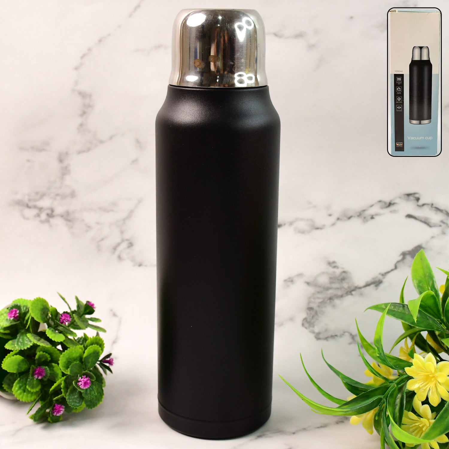 Stainless Steel Vacuum Water Bottle  – Hot & Cold Insulated Flask (1000 ML Approx) Your Brand