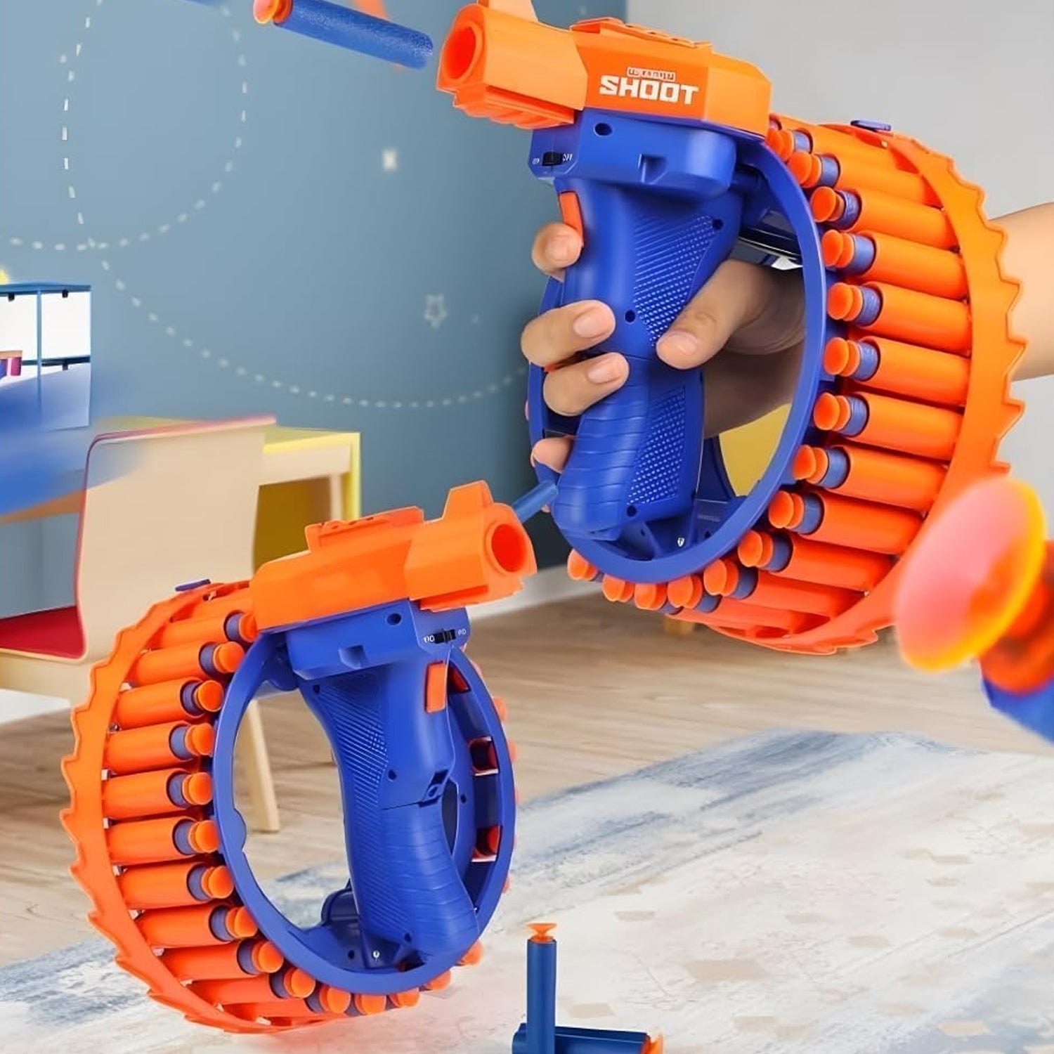 Amazing Toy Gun, Electric Gun for Children, 28 Soft Bullets for Youth Safety, Children's Electric Hand Ring Wheel Soft Bullet Gun, Gift Toys Your Brand