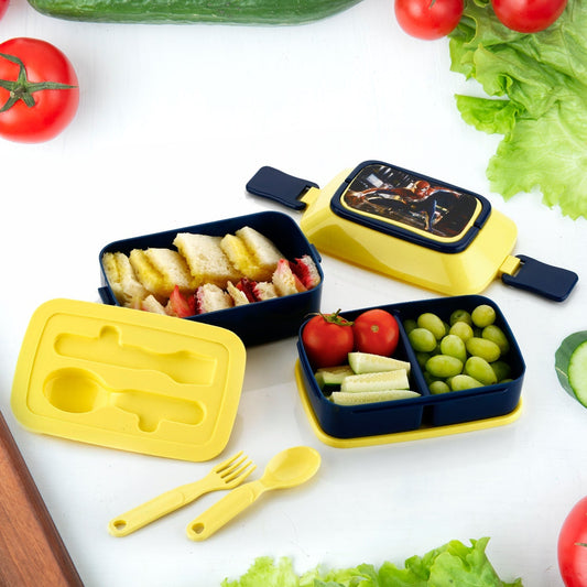 5621 Double Layer Lunch Box Stylish Lid Lunch Box With Fork & Spoon Lunch Box For Children School Lunch Box  Your Brand